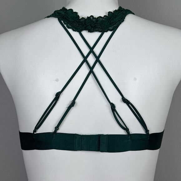 Victoria’s Secret PINK Bra Bralette XL Strappy Criss Cross Back Dark Green - Picture 5 of 9